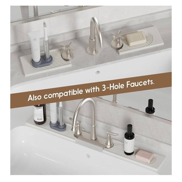 Faucet Mat for Kitchen Sink, Long 23.6'' Super Absorben.White. - Picture 5 of 6